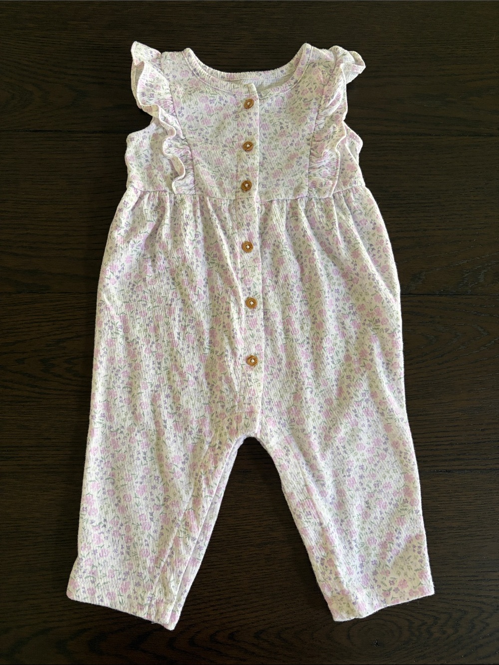 Baby Pink Floral Ruffle Romper (9M)